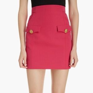 NWT Balmain Skirt High Waist Wool Miniskirt Fuchsia Hot Pink new with tags